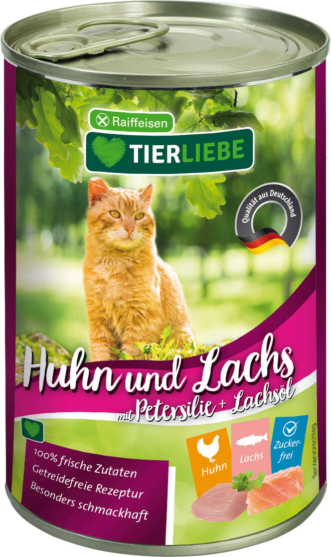 TIERLIEBE Katzen-Nassfutter Huhn und Lachs